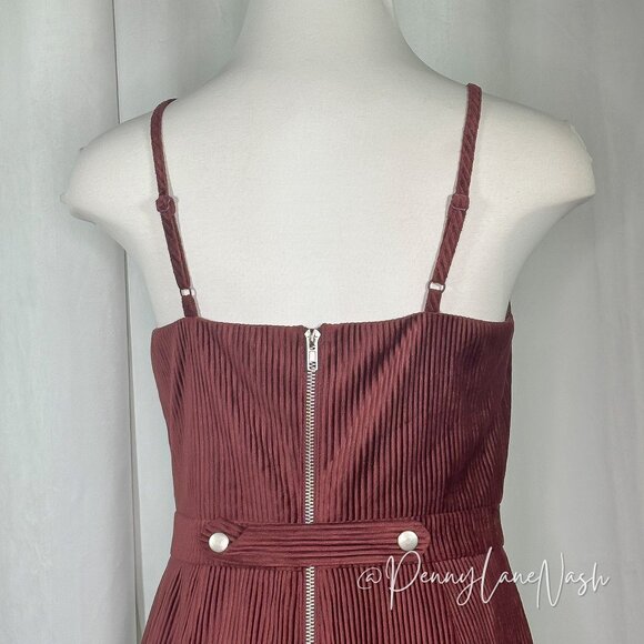 Sugar + Lips High Neck Corduroy Mini Dress Red - Picture 10 of 10
